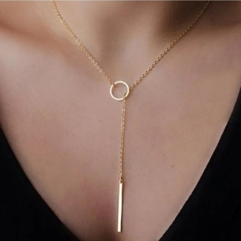 Minimalist Round Stick Pendant Necklace